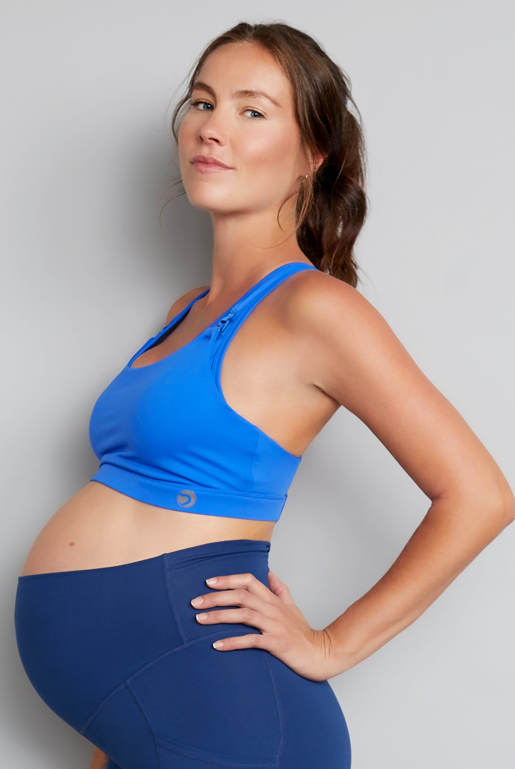 squat proof maternity leggings blue