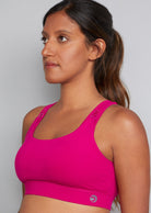 nursing sports bra side view berry pink colour