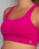 nursing sports bra front view berry pink colour