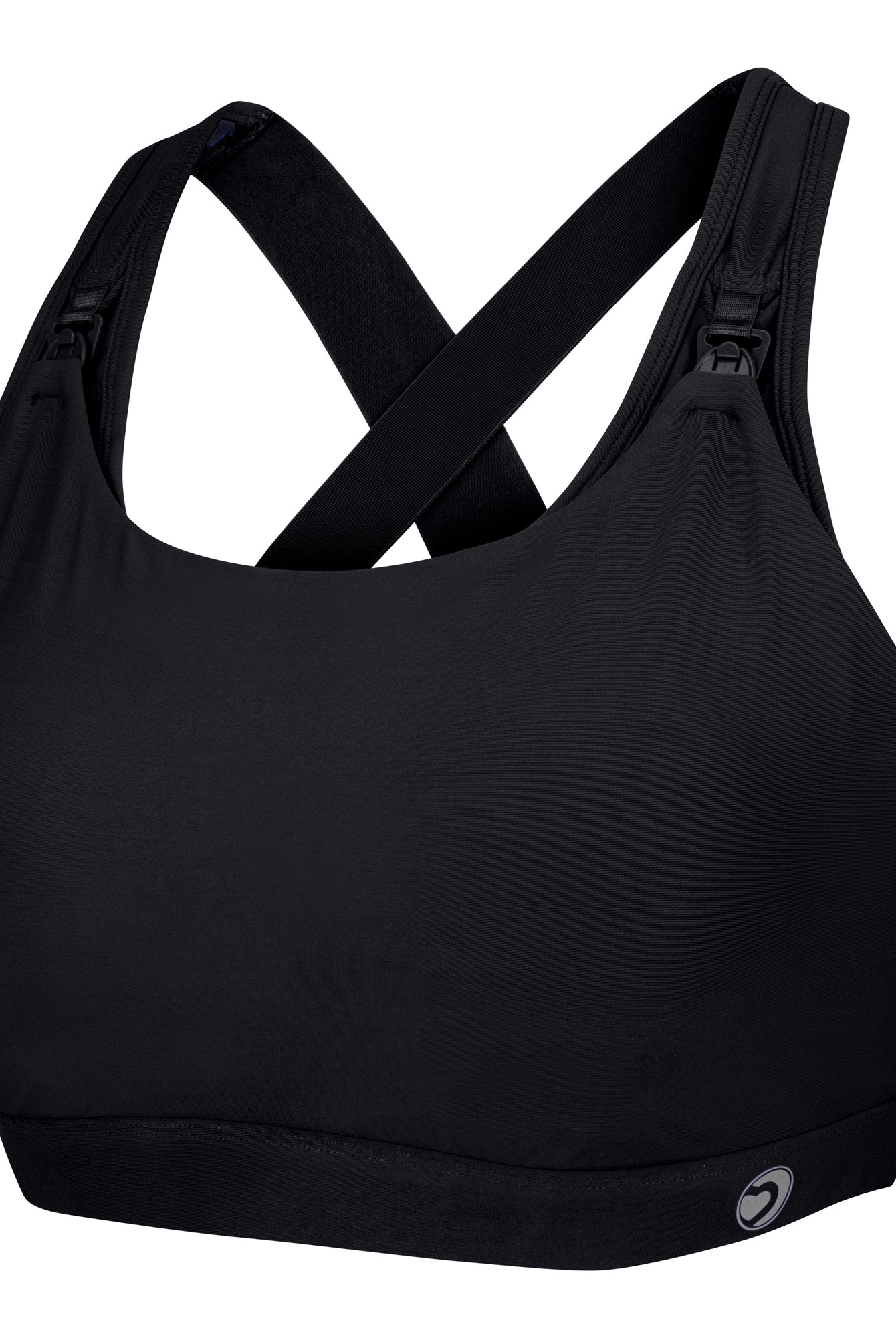Nursing sports bra, black cut out - side view