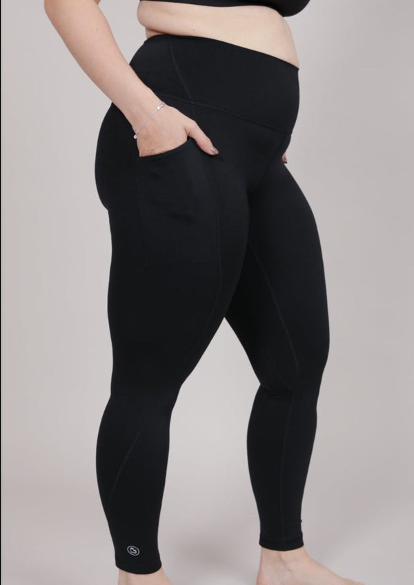 Stamina Postnatal Leggings with Side Pockets - Black