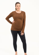 Brown long sleeved breastfeeding top