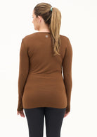 Brown long sleeved breastfeeding top