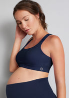 Nursing sports bra dark blue side
