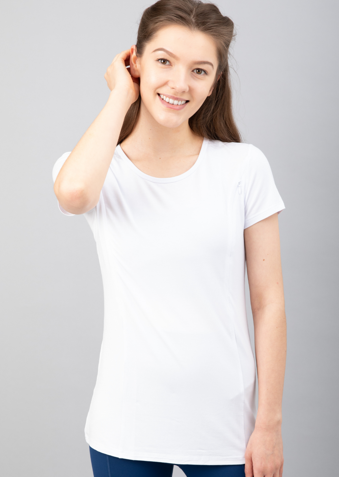 Maternity and breastfeeding tshirt white front