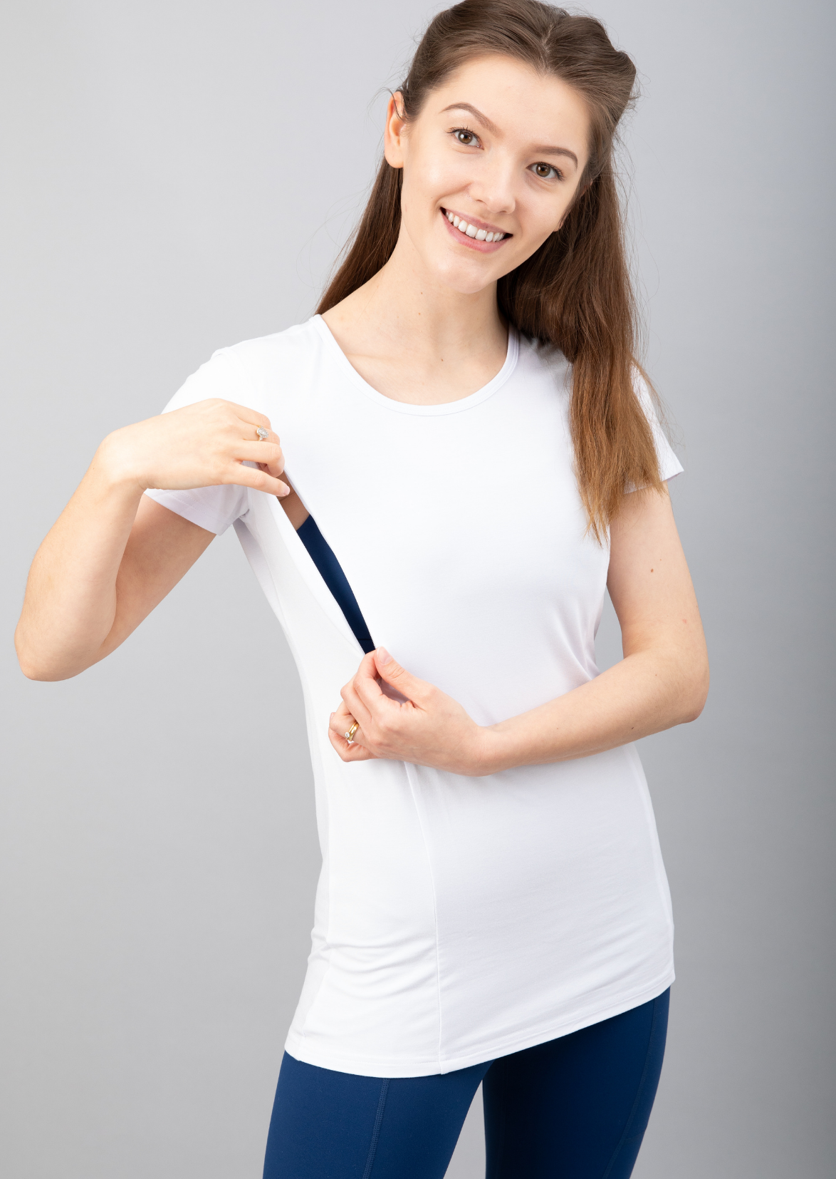 Maternity and breastfeeding tshirt white front