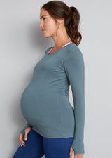 Bamboo Maternity & Breastfeeding Long Sleeved Top - Khaki