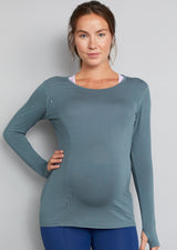 Bamboo Maternity & Breastfeeding Long Sleeved Top - Khaki