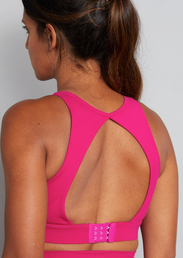 nursing sports bra back view berry pink colour