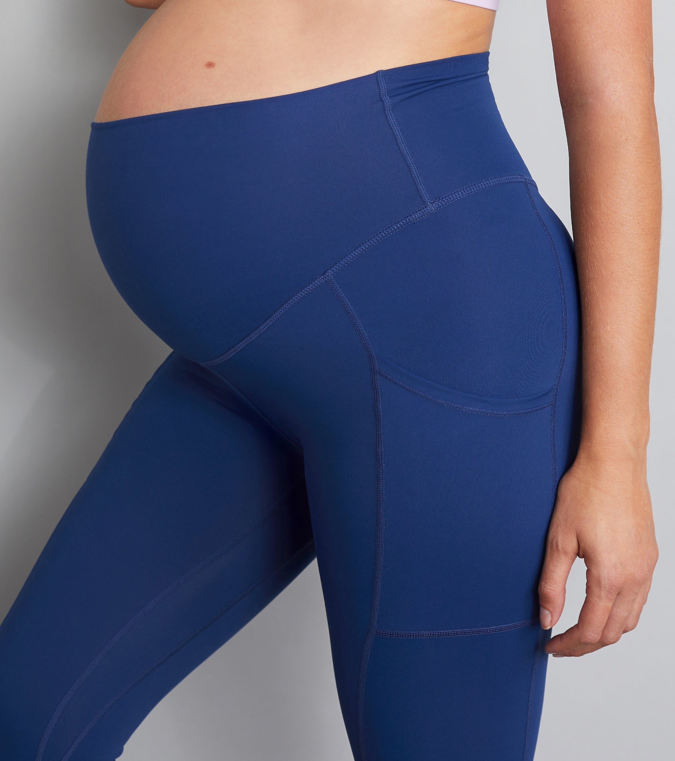 squat proof maternity leggings blue