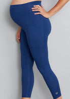 squat proof maternity leggings blue