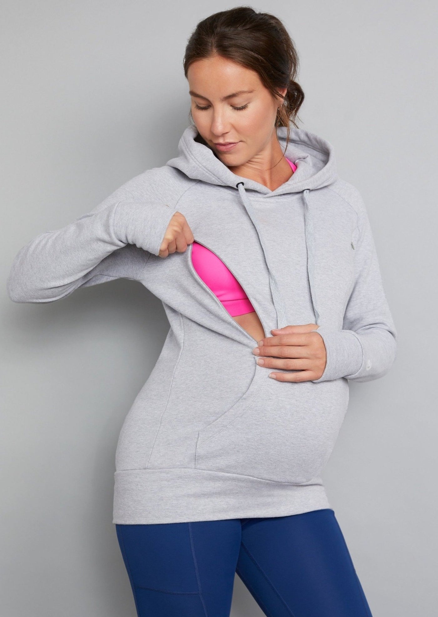 Breastfeeding, Nursing & Maternity Hoodie - Soft Grey