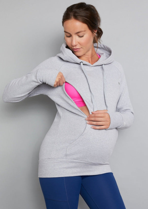 breastfeeding hoodie grey