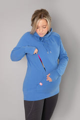 Breastfeeding & Maternity Jumper, Funnel Neck - Cornflower Blue