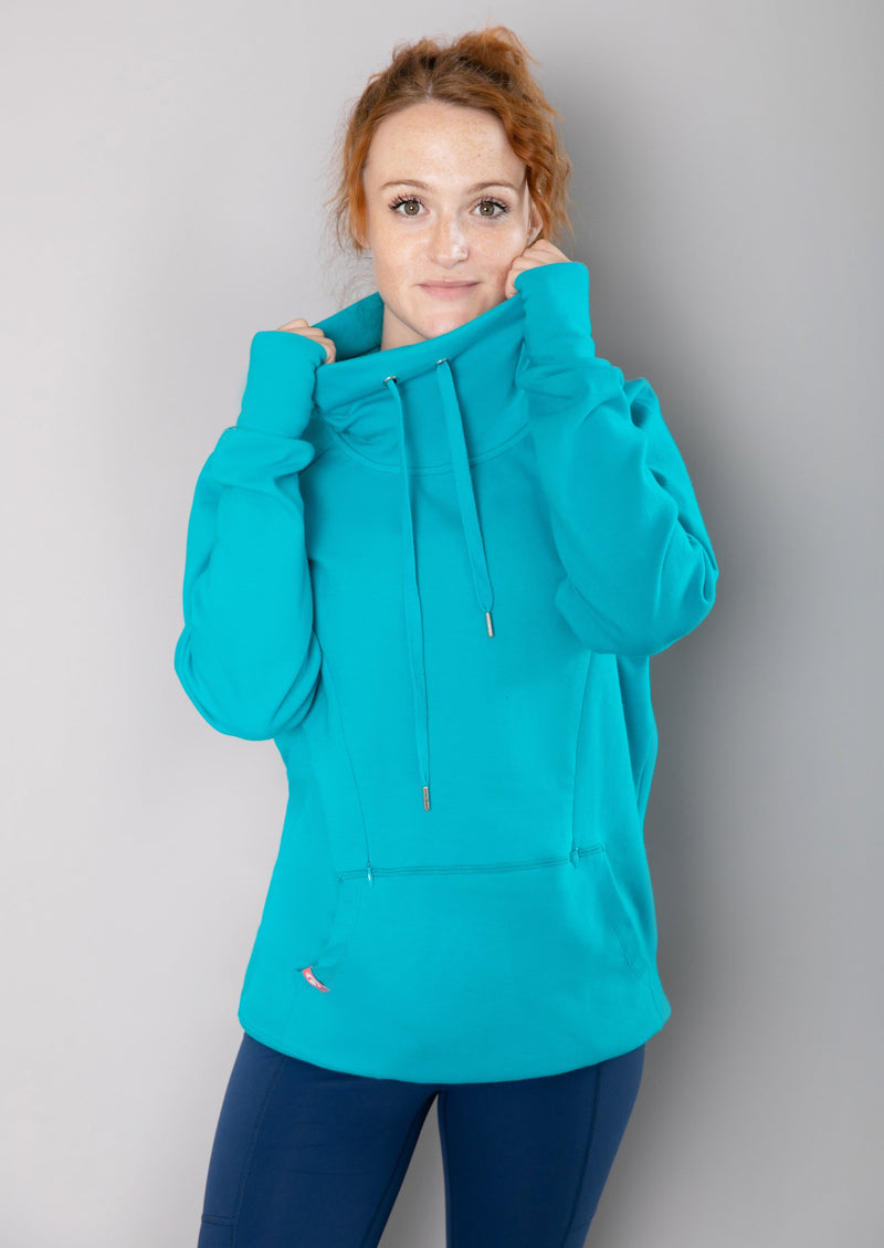 Breastfeeding & Maternity Jumper, Funnel Neck - Teal