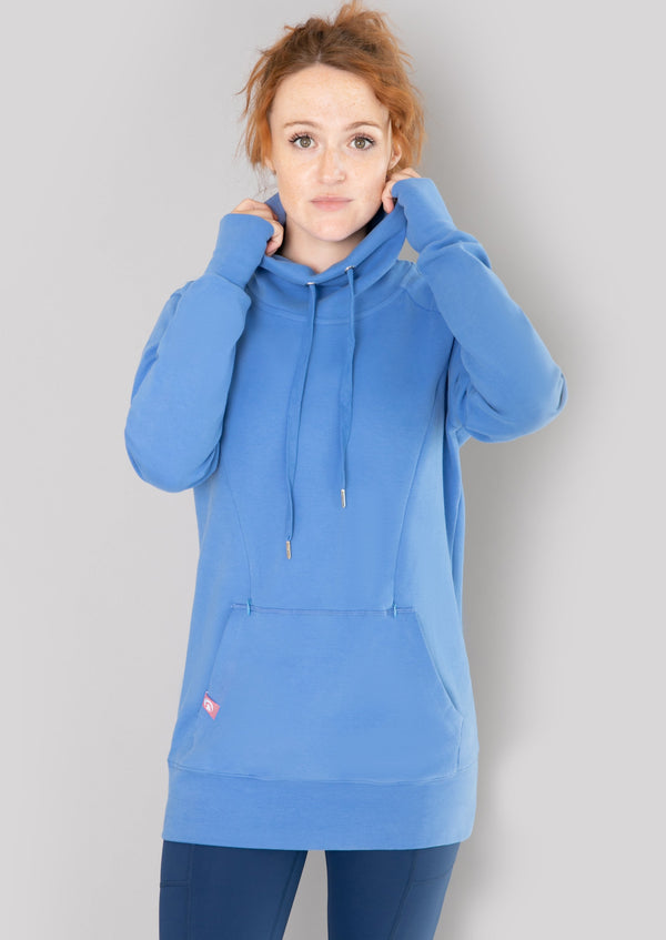 Breastfeeding & Maternity Jumper, Funnel Neck - Cornflower Blue