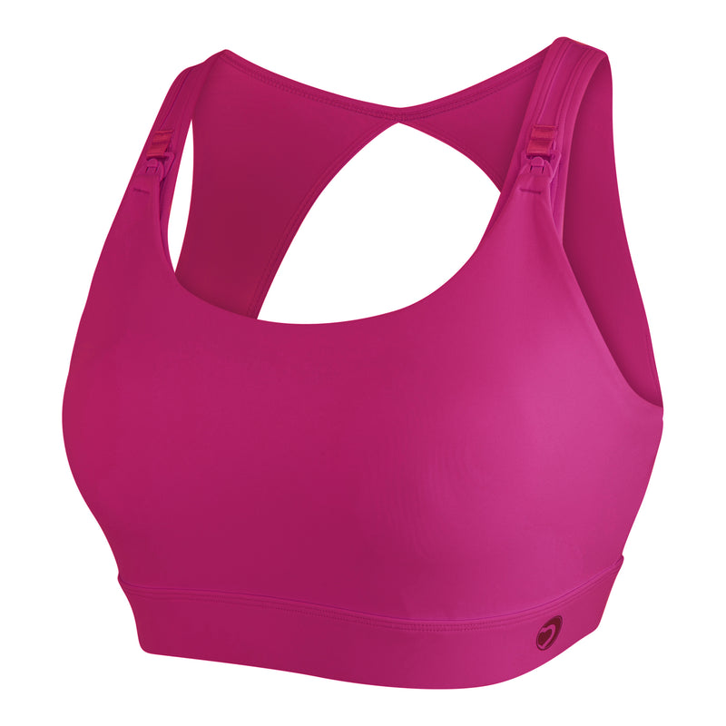 nursing sports bra side view berry pink colour cut out image