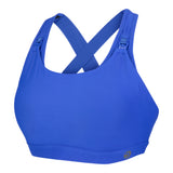 nursing sports bra, blue, side view, cut out shot