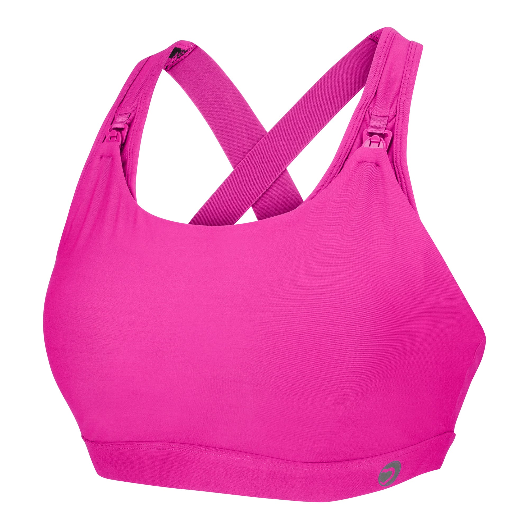 Nursing sports bra, hot pink, side view cut out