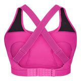 Nursing sports bra, hot pink, back view cut out