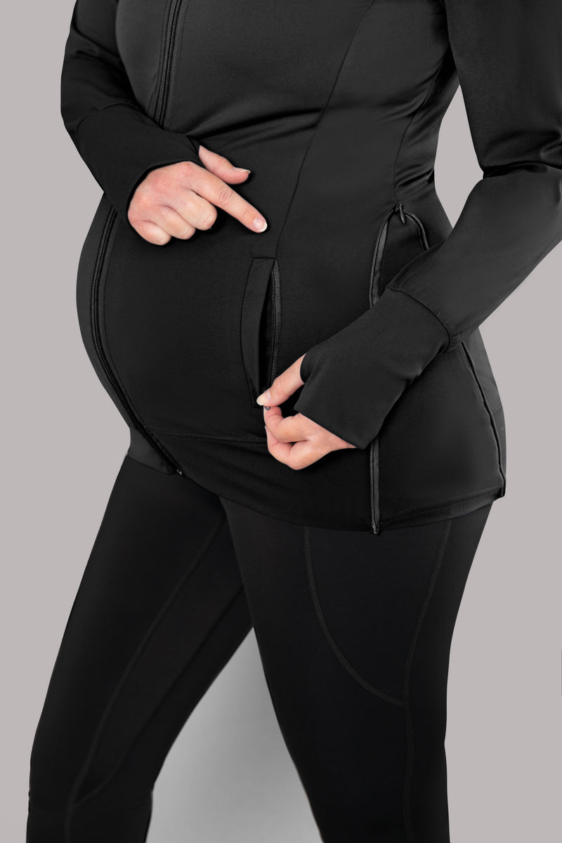 Black maternity run jacket