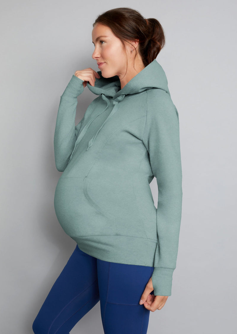 Maternity and nursing hoodie sage green