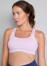 nursing sports bra lilac front view