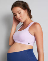 nursing sports bra lilac side view